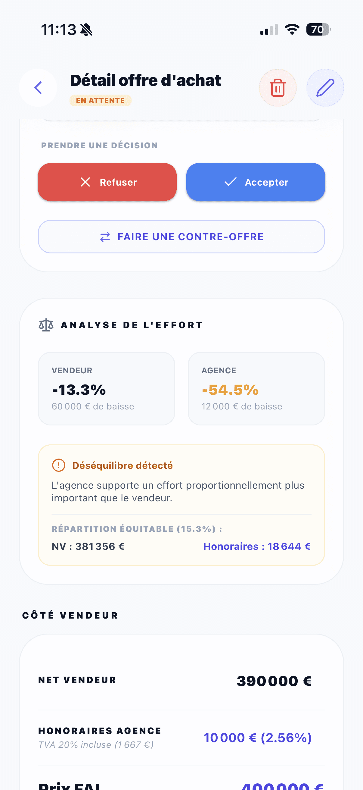 Honoscom sur iPhone - Vue 3